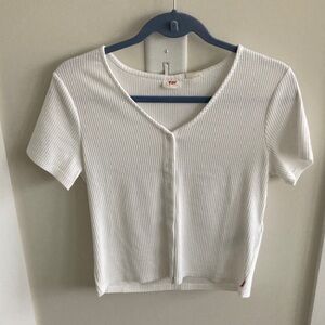 Levi's White Ribbed Crop Top